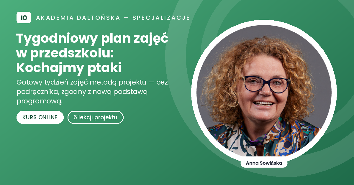 Tygodniowy plan zajęć w przedszkolu - kurs online